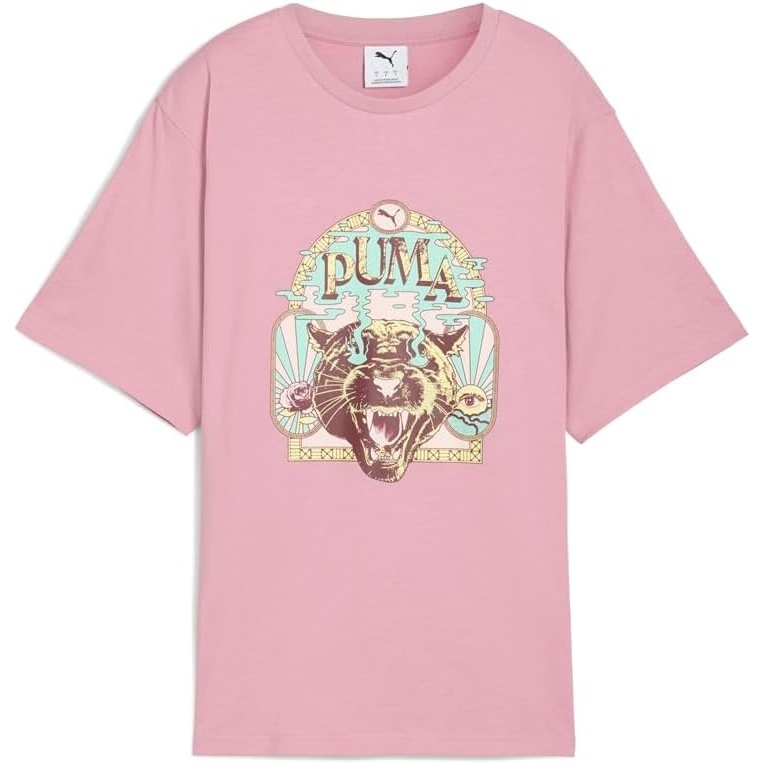image:imagePUMA Womens Graphic Fest Relaxed Crew Neck Short Sleeve Casual Tops Casual BlackPink