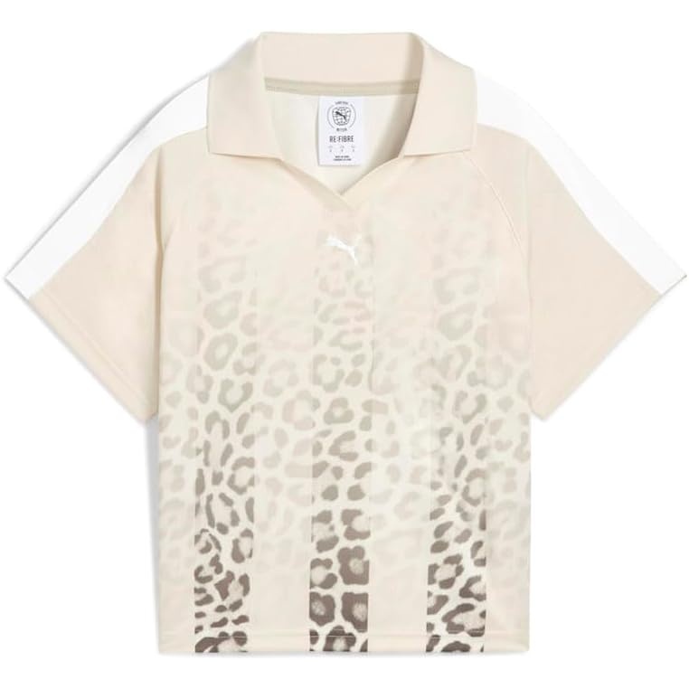 image:imagePUMA Womens T7 Leo Luxe Relaxed Collared Short Sleeve Jersey Casual BlackWhite