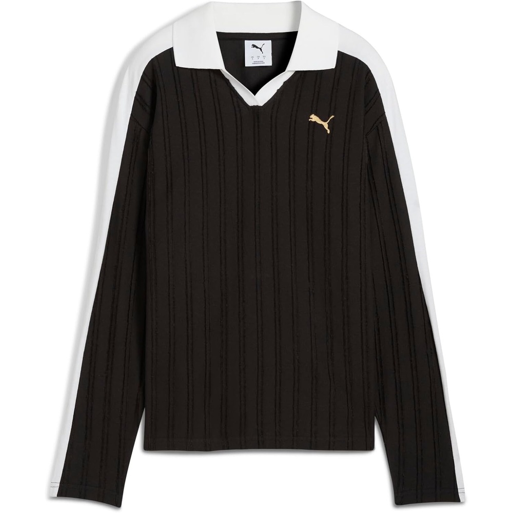 image:imagePUMA Womens T7 Relaxed Long Sleeve Shirt Casual Casual  YellowPuma Black