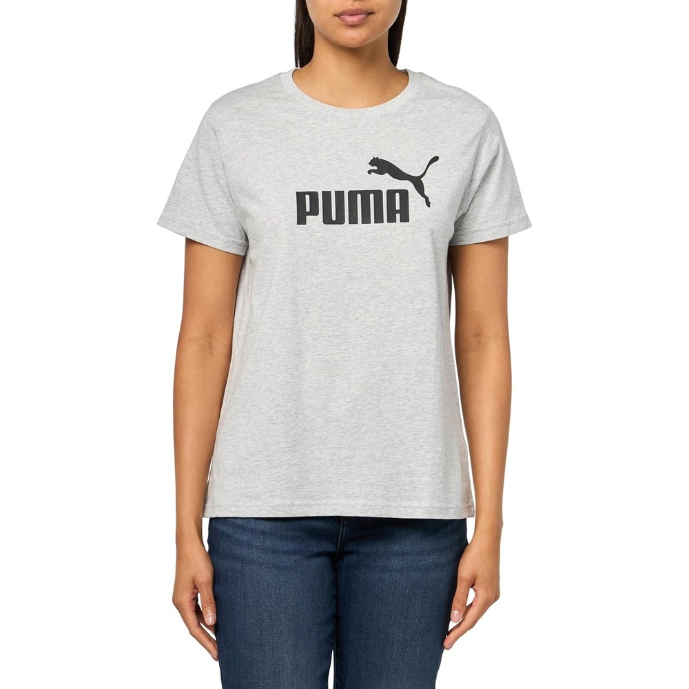 image:imagePuma Womens Essentials All Over Print TeeTShirtLight Gray Heather Ss25