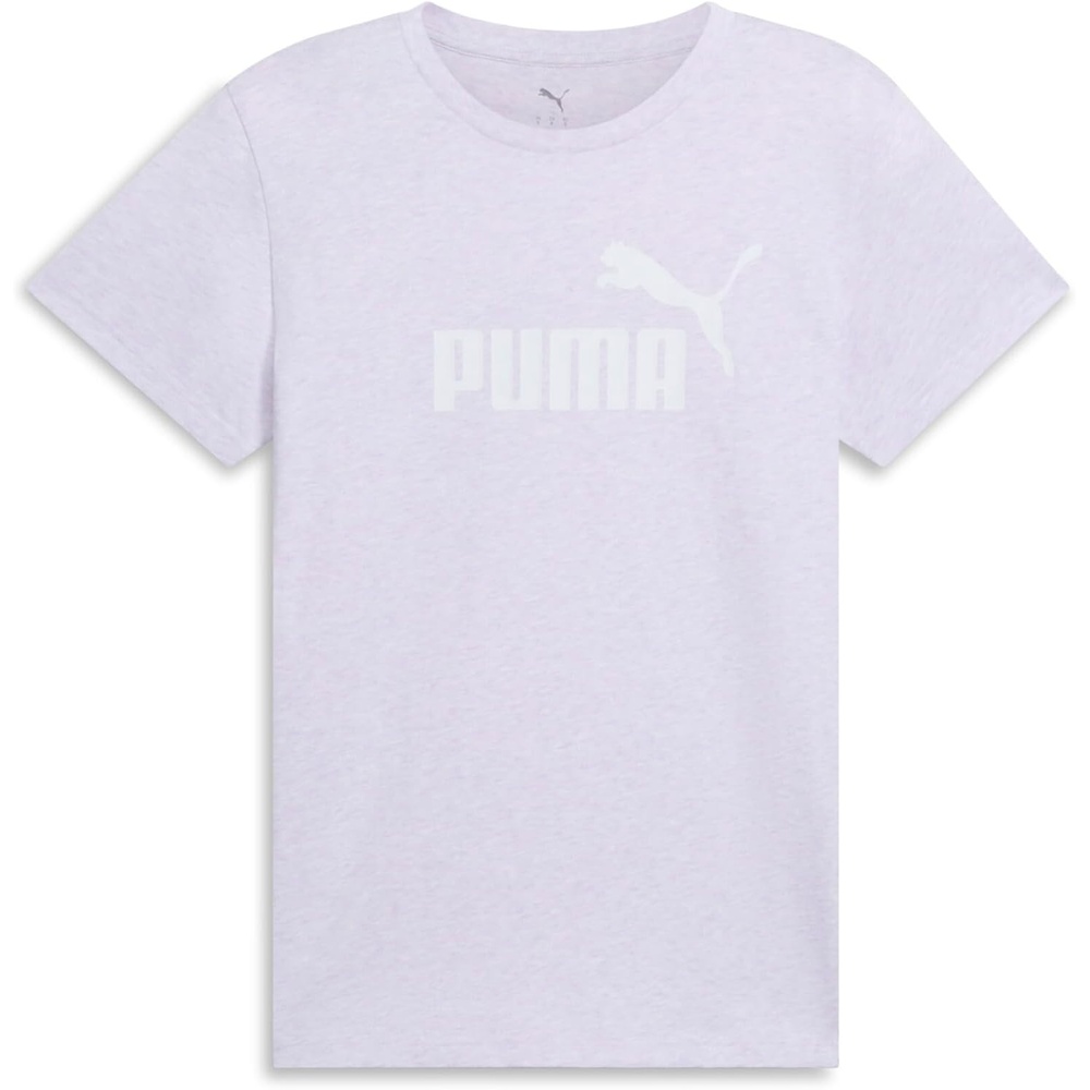 image:imagePuma Womens Essentials All Over Print TeeTShirtLilac Frost Heather Logo Ss25