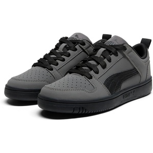 PUMA Kids Boys Rebound Layup Lo Nubuck Lace Up Sneakers Shoes Casual – Grey(Cool Dark Gray-black-black Ah25)