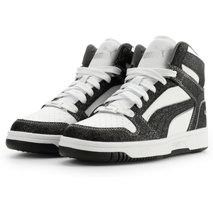 PUMA Kids Boys Rebound Layup Lo Nubuck Lace Up Sneakers Shoes Casual – Grey(Puma White-puma Black-puma Silver-cool Dark Gray)