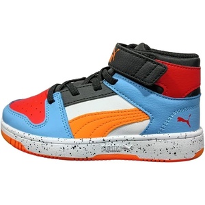 PUMA Kids Boys Rebound Layup Sl Light Speckle Slip On Sneakers Shoes Casual – Blue, Orange, White(White-rickie Orange-team Light Blue-black Ss25)