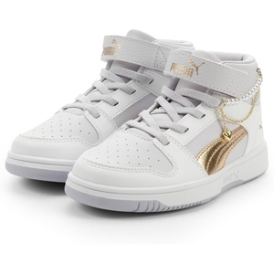 PUMA Kids Rebound Layup Mid Hook and Loop Shoes (Little Kid)(Lavendar Pop-puma Gold-puma White)