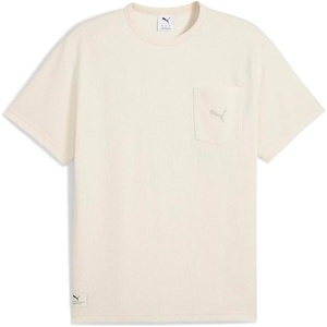 PUMA Mens Class Relaxed Pinnacle Crew Neck Short Sleeve Casual Tops Casual – White(Alpine Snow Ah25)