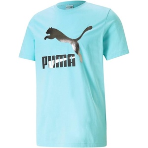 PUMA Mens Essentials Logo Crew Neck Short Sleeve Casual Tops Casual(Angel Blue)