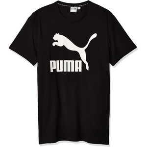 PUMA Mens Essentials Logo Crew Neck Short Sleeve Casual Tops Casual(Classics/Black)