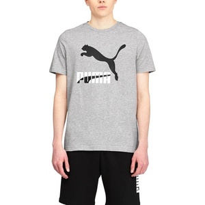 PUMA Mens Essentials Logo Crew Neck Short Sleeve Casual Tops Casual(Light Gray Heather)