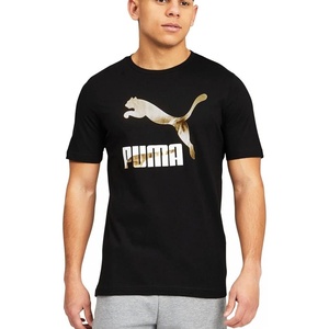PUMA Mens Essentials Logo Crew Neck Short Sleeve Casual Tops Casual(Logo/Black 1.0)