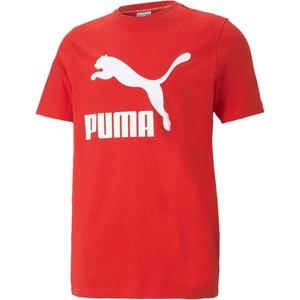 PUMA Mens Essentials Logo Crew Neck Short Sleeve Casual Tops Casual(Logo/High Risk Red)