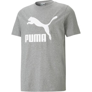 PUMA Mens Essentials Logo Crew Neck Short Sleeve Casual Tops Casual(Logo/Medium Gray Heather)