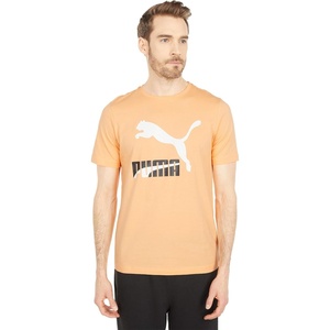PUMA Mens Essentials Logo Crew Neck Short Sleeve Casual Tops Casual(Peach Cobbler)