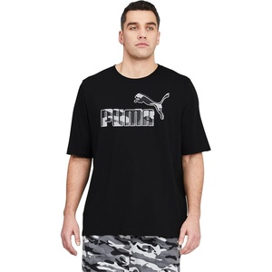 PUMA Mens Essentials Logo Crew Neck Short Sleeve Casual Tops Casual(Puma Black)