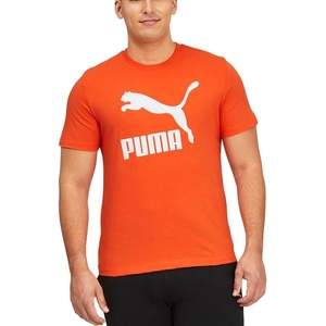 PUMA Mens Essentials Logo Crew Neck Short Sleeve Casual Tops Casual(Tigerlily)