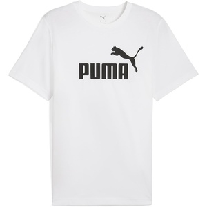 PUMA Mens Essentials Logo Crew Neck Short Sleeve Casual Tops Casual(White Big Logo Ah25)