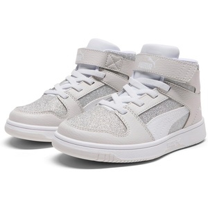 PUMA Toddler Boys Rebound Layup Lo Lace Up Sneakers Shoes Casual – Blue, White(Feather Gray-puma White-puma Silver)