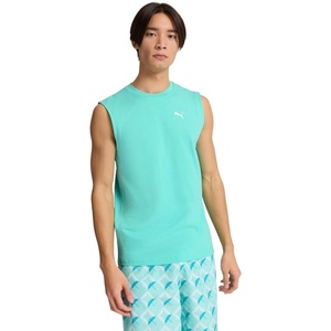 PUMA Womens Essentials No.1 Logo Crew Neck Tank Casual Tops Casual – Blue(Blue)