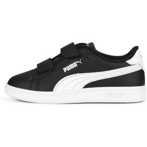 Puma Unisex-Child, Smash 3.0 Leather Hook and Loop, Puma Black-Puma White, Little Kid, 1