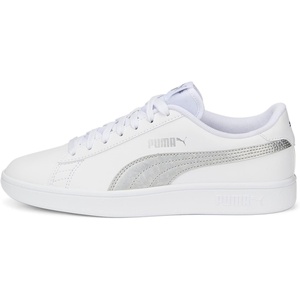 Puma Unisex-Child Smash Shoes(Metallics White-glacial Gray-silver)